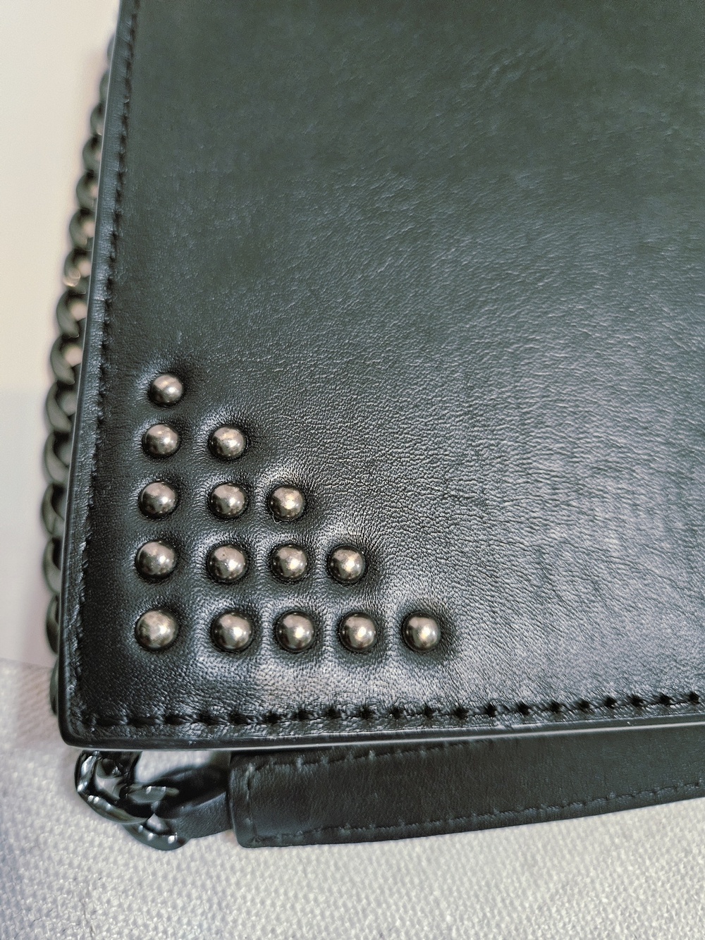 NWOT Linea Pelle Black 100% Leather & Calf Hair Shoulder Bag Snake Embossed - Picture 8 of 16